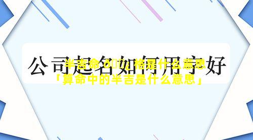 半吉命 🌿 格是什么意思「算命中的半吉是什么意思」